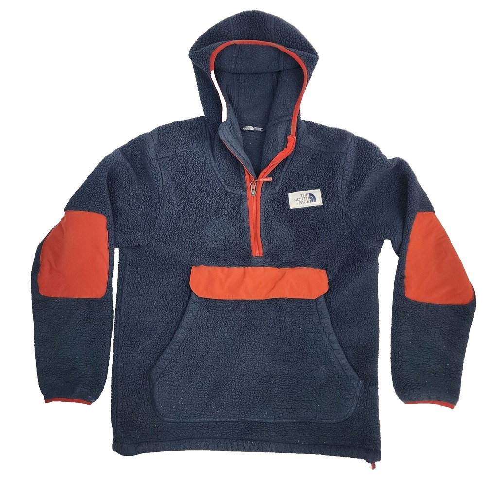 The North Face Sweater Mens S‎ Blue Orange Fleece Quarter Zip